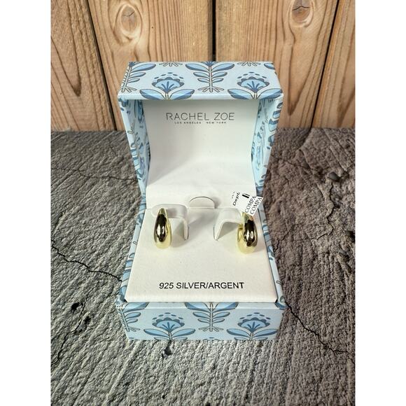 NEW IN BOX Rachel Zoe 925 Sterling Vermeil Chunky Hoop Earrings - Picture 1 of 7